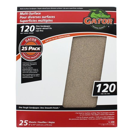 GATOR FINISHING 9 x 11 in 120 Grit Sandpaper 18726